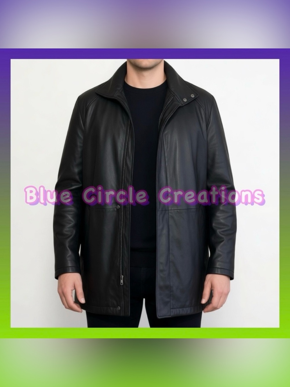 Perry Ellis Portfolio Vintage Black Leather Bomber Jacket Removable Liner Large